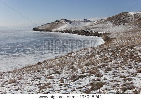 Ogoi Island. Baikal Lake Winter Landscape