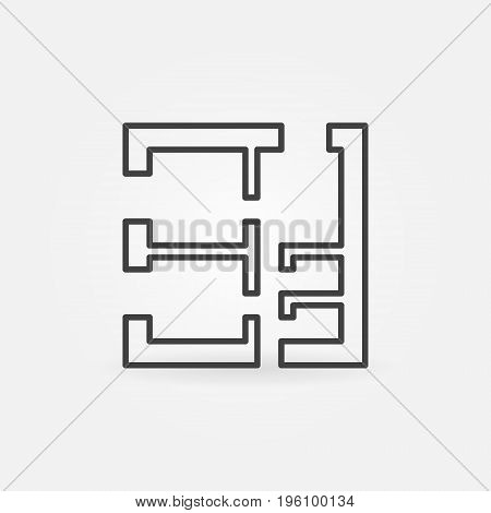 Square apartment or house plan vector icon or symbol in thin line style