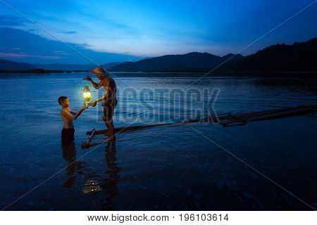 Fisherman give the illuminated lantern to their nephew from generation to generation.