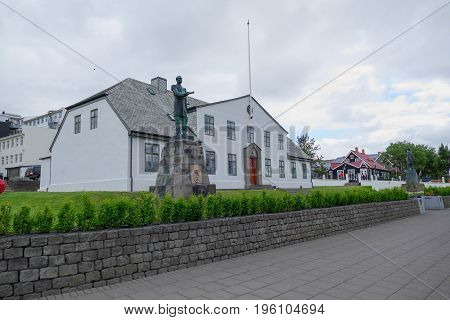 White Historical Building In The Center Of Reykjavik