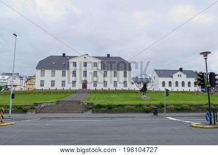 White Historical Building In The Center Of Reykjavik
