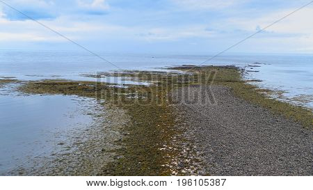 Stony Shore On Gardur In Iceland