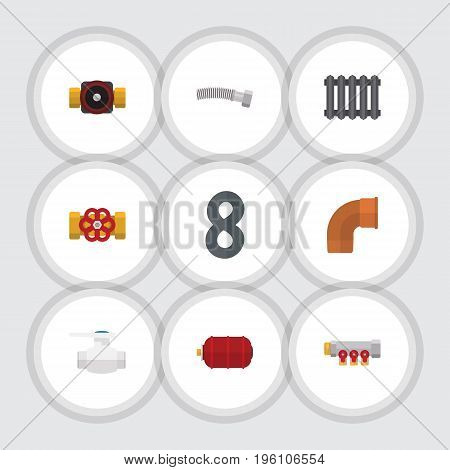 Flat Icon Sanitary Set Of Container, Pipework, Iron And Other Vector Objects