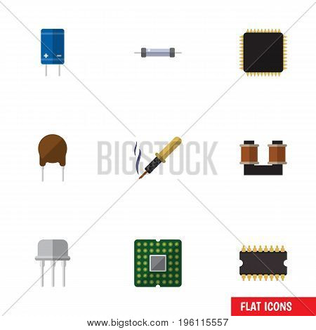 Flat Icon Technology Set Of Unit, Resist, Triode And Other Vector Objects