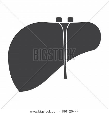 Hepatology concept with liver, vector silhouette on white background