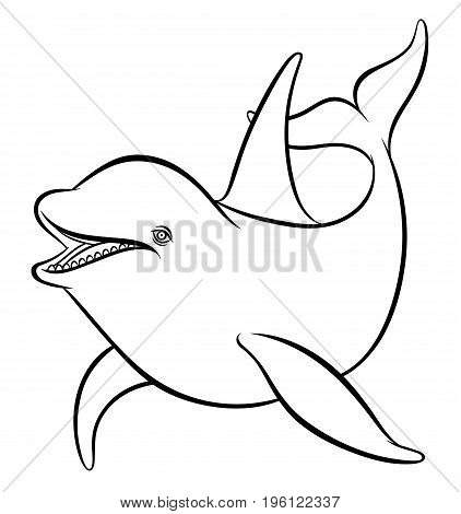 Vector drawing - line art dolphin or orca