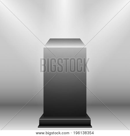 Pedestal with light source isolated on grey background, vector illustration.