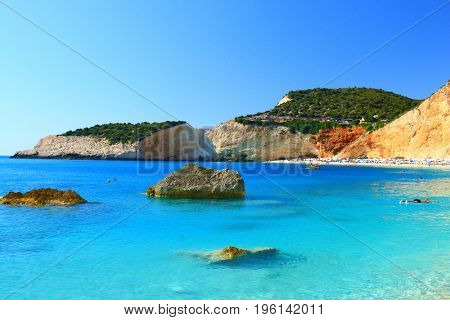 Porto Katsiki beach in Lefkada, Greece