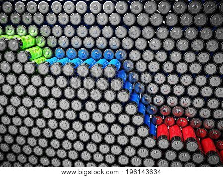 Concept Of Battery Capacity Rechargeable Batteries Background 3D Render