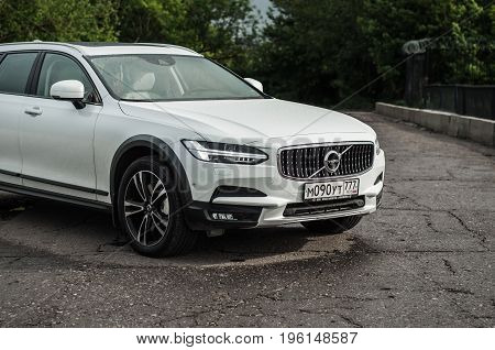 Moscow, Russia - May 3, 2017 Volvo V90 Cross Country, Front-side View. Test Of New Volvo V90 Cross C