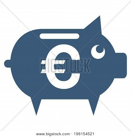 Euro Piggy Bank vector icon. Flat blue symbol. Pictogram is isolated on a white background. Designed for web and software interfaces.