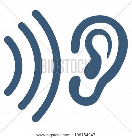 Listen vector icon. Flat blue symbol. Pictogram is isolated on a white background. Designed for web and software interfaces.