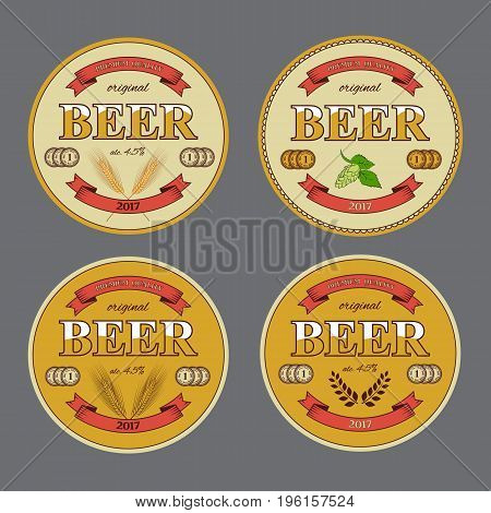 Set of round beer mats. Vector beer mat templates.
