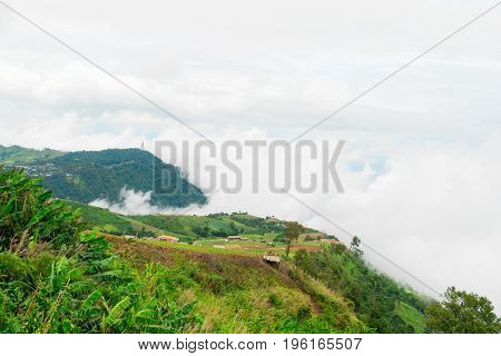 View nature mountain sky and fog phu tubberk thailand