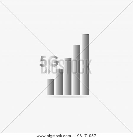 Grey 5G icon on a white background