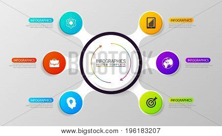 Circle infographics. emplate for diagram graph presentation and chart. Vector illustration with 6 steps