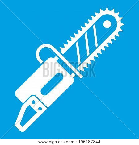 Chainsaw icon white isolated on blue background vector illustration