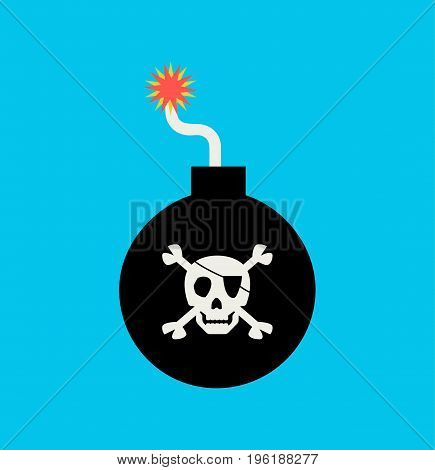 Bomb icon sign. Pirate grenade in flat style. Vector stock.
