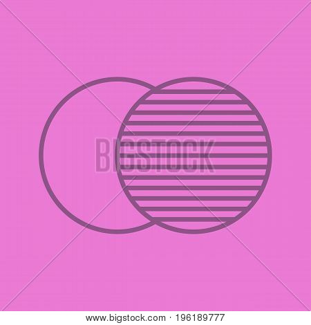 Overlapping symbol color linear icon. Convergence abstract metaphor. Thin line outline symbols on color background. Vector illustration