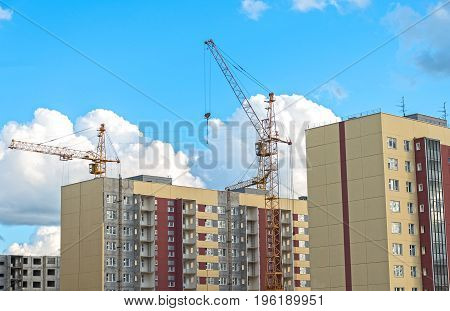 A New Microdistrict Buildings Under The Construction.