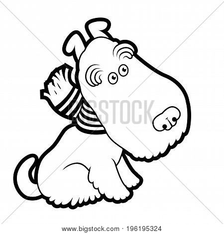 Cute cartoon terrier wearing a scarf vector draving