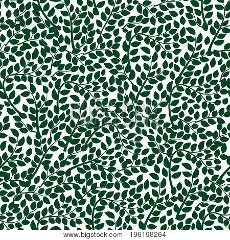 Floral Oriental Ornament, Green Seamless Pattern
