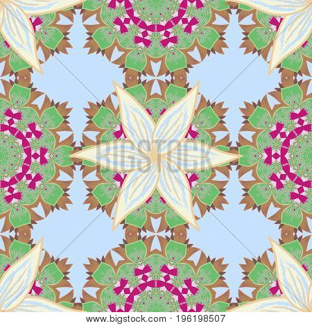 Vector illustration. Watercolor set of vintage floral tropical natural elements. Exotic flowers botanical bright classic nature on colorful background.