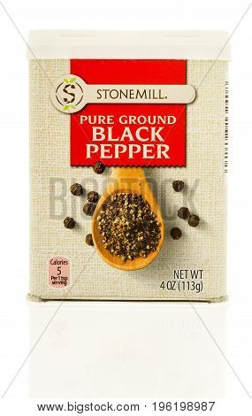 Winneconne WI - 18 July 2017: A package of Stonemill pure ground black pepper on an isolated background.
