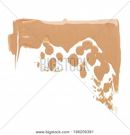 Close up Foundation color sample on white background