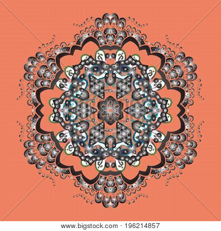 Seamless vector background. Winter Holiday Knitted Pattern with Circles Dots and Snowflakes On a colorful background.