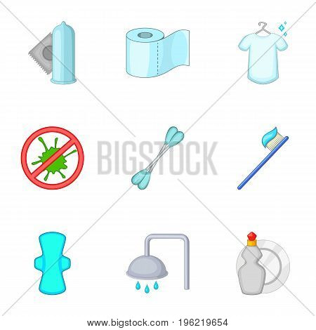 Purity things icons set. Cartoon set of 9 purity things vector icons for web isolated on white background