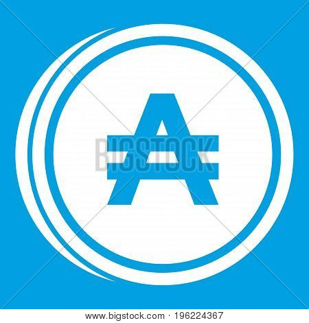 Coin austral icon white isolated on blue background vector illustration