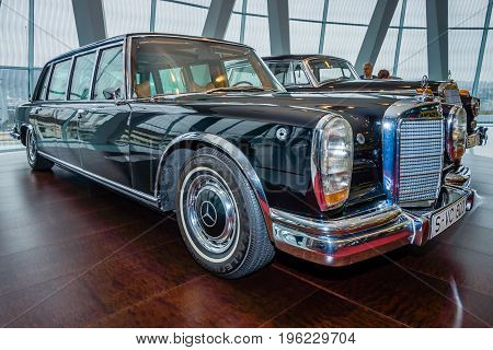 STUTTGART GERMANY- MARCH 19 2016: Mercedes-Benz 600 Pullman state limousine 1965. Mercedes-Benz Museum.