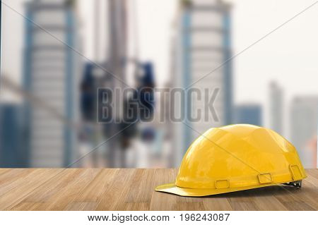 3d rendering yellow safety helmet for construction worker