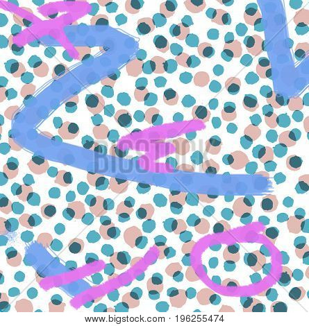 Retro vintage 80s or 90s neon fashion style abstract pattern background. Can be used for textile fabric design, wrapping paper and website backdrop. Raster.