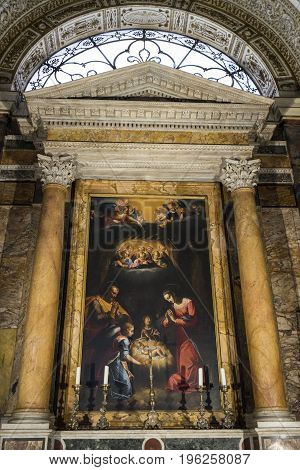 Church Saint Agnes (Santa Agnese) in Agone. Church by Francesco Borromini. 17-th century Baroque church in Rome. Italy June 2017