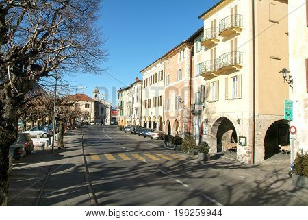 The Village Of Bissone On Lake Lugano