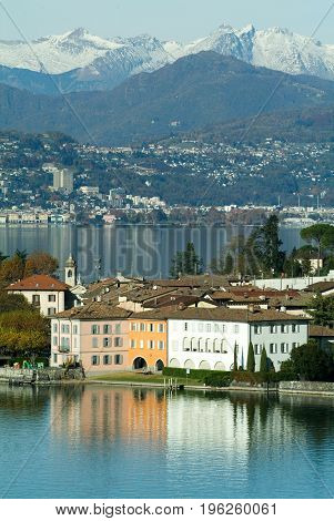 The Village Of Bissone On Lake Lugano