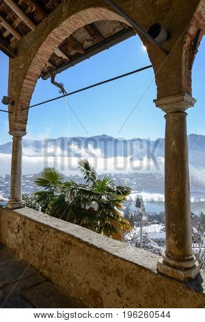 Lugano Switzerland - 6 march 2016: The church at Breganzona near Lugano on Switzerland