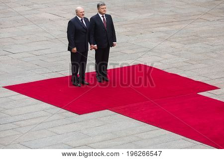 Petro Poroshenko And President Of Belarus Alexander Lukashenko