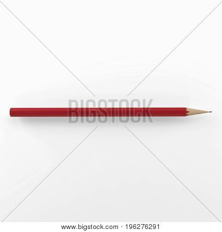 Pencil on pure white background. 3d rendering