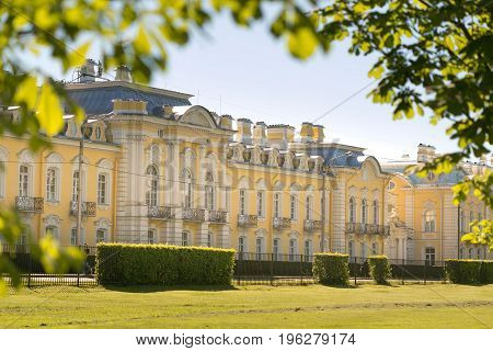 St. Petersburg, Russia - 28 June 2017: A Beautiful Building In The Park Of Peterhof In Petersburg.