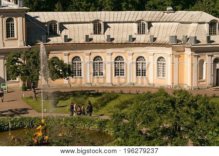 St. Petersburg, Russia - 28 June 2017: A Beautiful Building In The Park Of Peterhof In Petersburg.