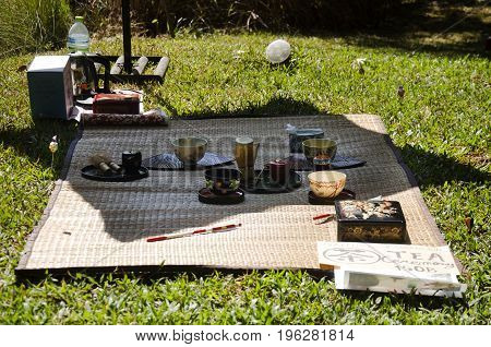 People Prepare And Making Sado Chanoyu Or Japanese Tea Ceremony, Also Called The Way Of Tea At Outdo