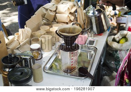 Thai People Use Drip Coffee Maker Or Dripper Made Hot Coffee For Sale