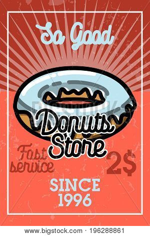Color vintage donuts store banner. Vector illustration, EPS 10