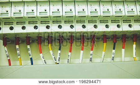 Colorful Wires of PLC Control Panel System