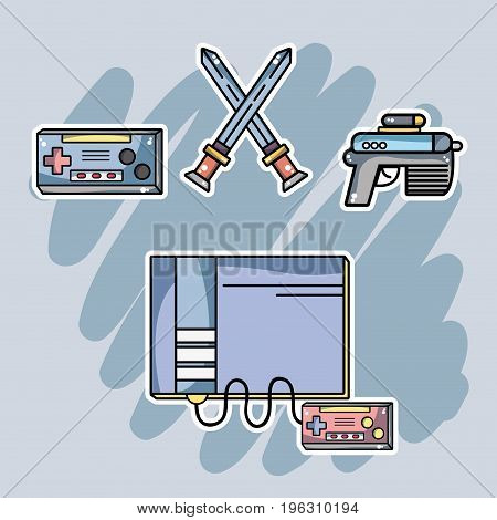 videogame console with electronic elements to play vector illustration