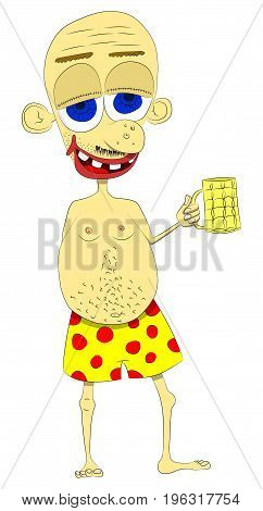 Cartoon men with beer on white background. Vector illustration