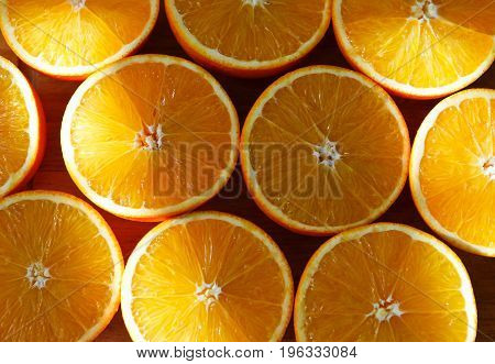 Background from the oranges cut in half